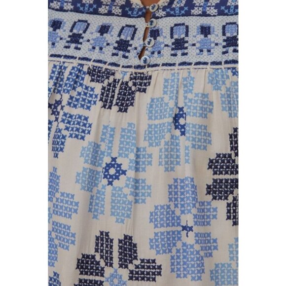 💕FARM RIO💕 Off-White Stitched Flowers And Girls Midi Dress ~ Small S NWT - Picture 7 of 16